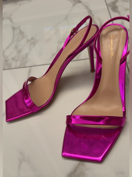 Gianvito Rossi Shoes - Gianvito Rossi Metallic Fuchsia Slingback Stiletto Sandals